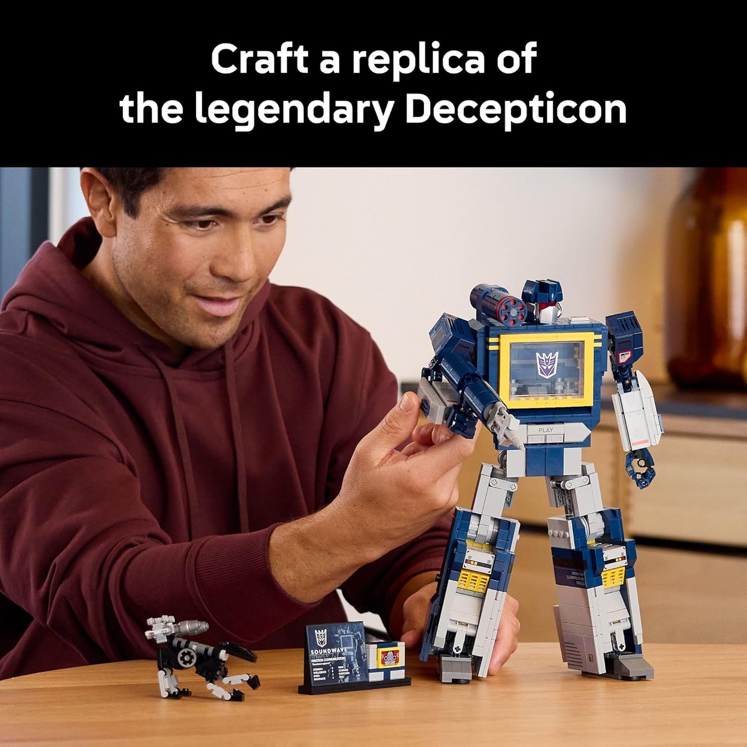image:imageLEGO Icons Transformers Soundwave Building Set WSound Effects for Adults 18 Model Kit WRavage amp Laserbeak Figures DIY Home Decor Collectible Gift Idea for SciFI amp Movie Fans 10358
