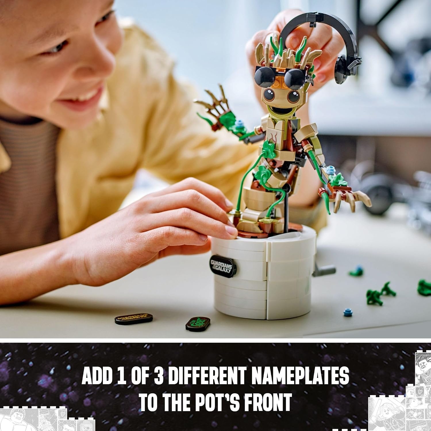 image:imageLEGO Marvel Dancing Groot Guardians of the Galaxy Toy Buildable Birthday Gift Marvel Toy Super Hero HandOperated Interactive Playset Marvel Gift for Kids Animated Groot Figure 76297