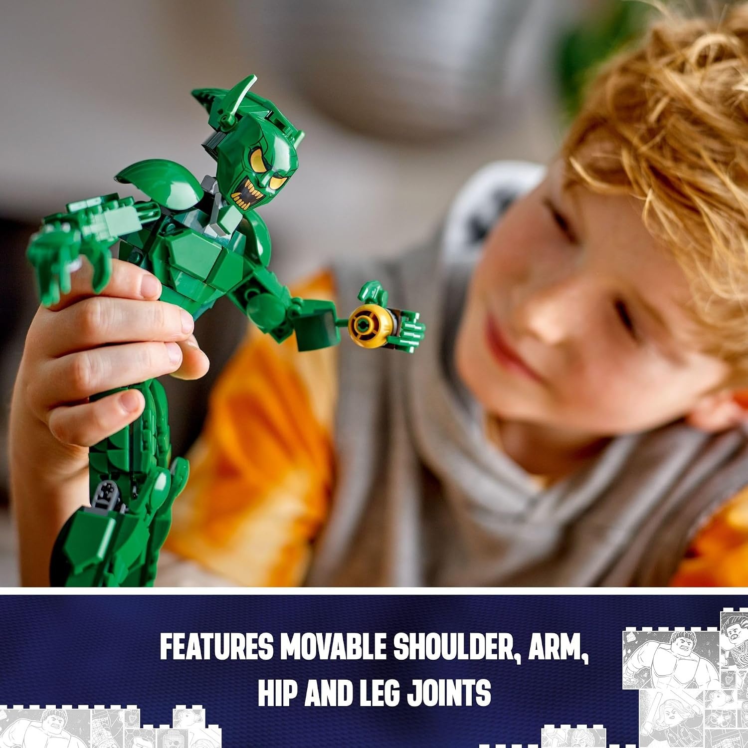 image:imageLEGO Marvel Green Goblin Construction Figure Building Toy for Boys amp Girls Ages 8 Marvel Villain Action Figure WGlider and Pumpkin Bombs Gift for Fans 76284