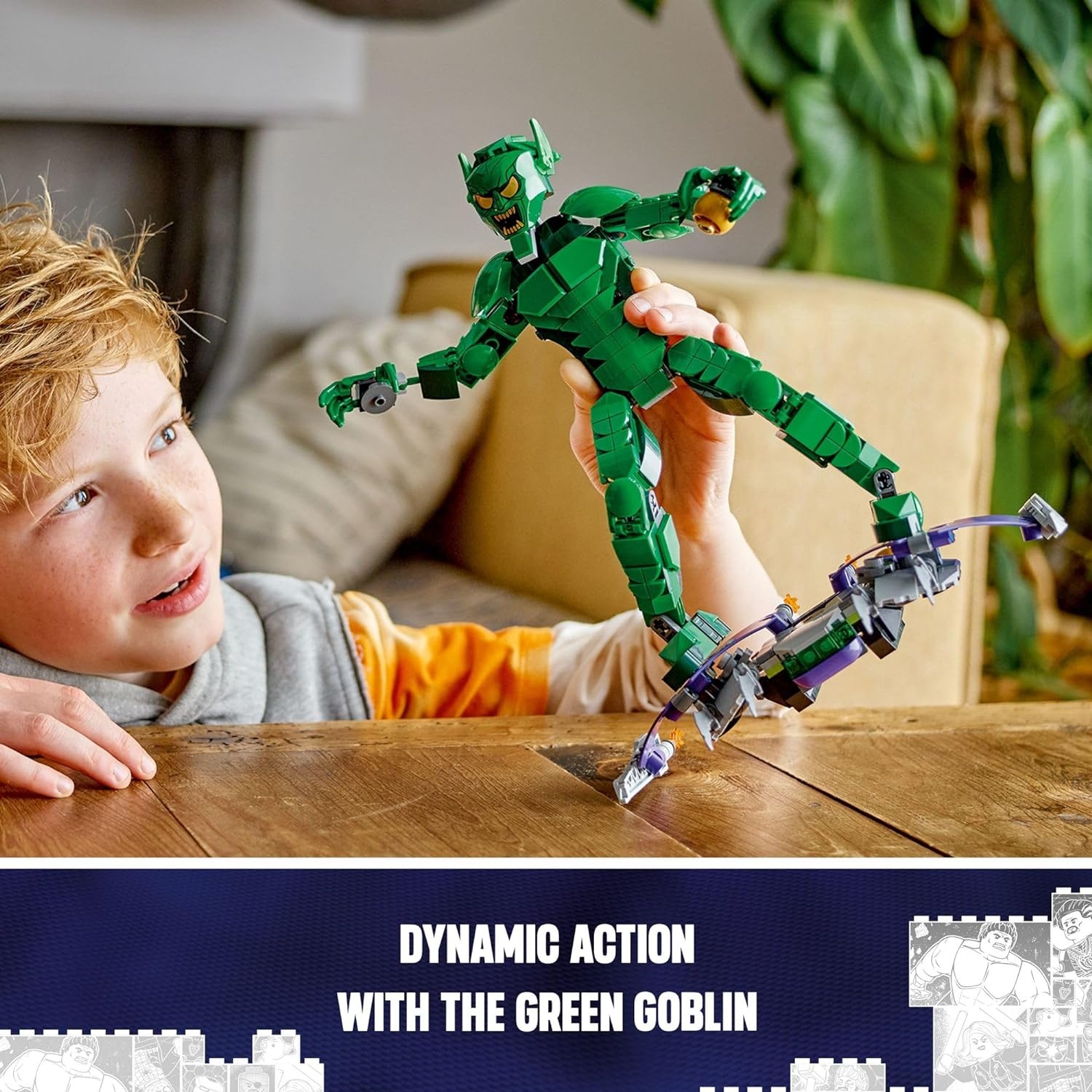 image:imageLEGO Marvel Green Goblin Construction Figure Building Toy for Boys amp Girls Ages 8 Marvel Villain Action Figure WGlider and Pumpkin Bombs Gift for Fans 76284