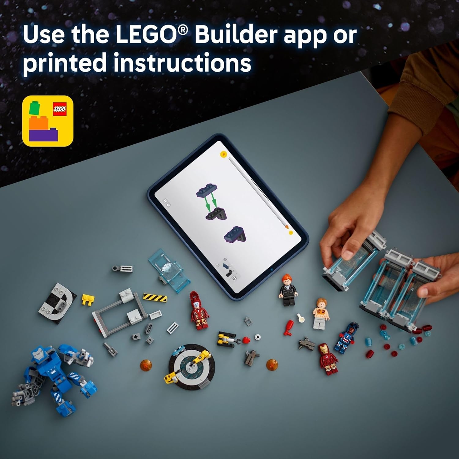 image:imageLEGO Marvel Iron Mans Laboratory Hall of Armor Building Toy Marvel Superhero Toy for Kids Boys and Girls Ages 8 with Minifigures and a Mech Gift Idea for Birthdays 76315