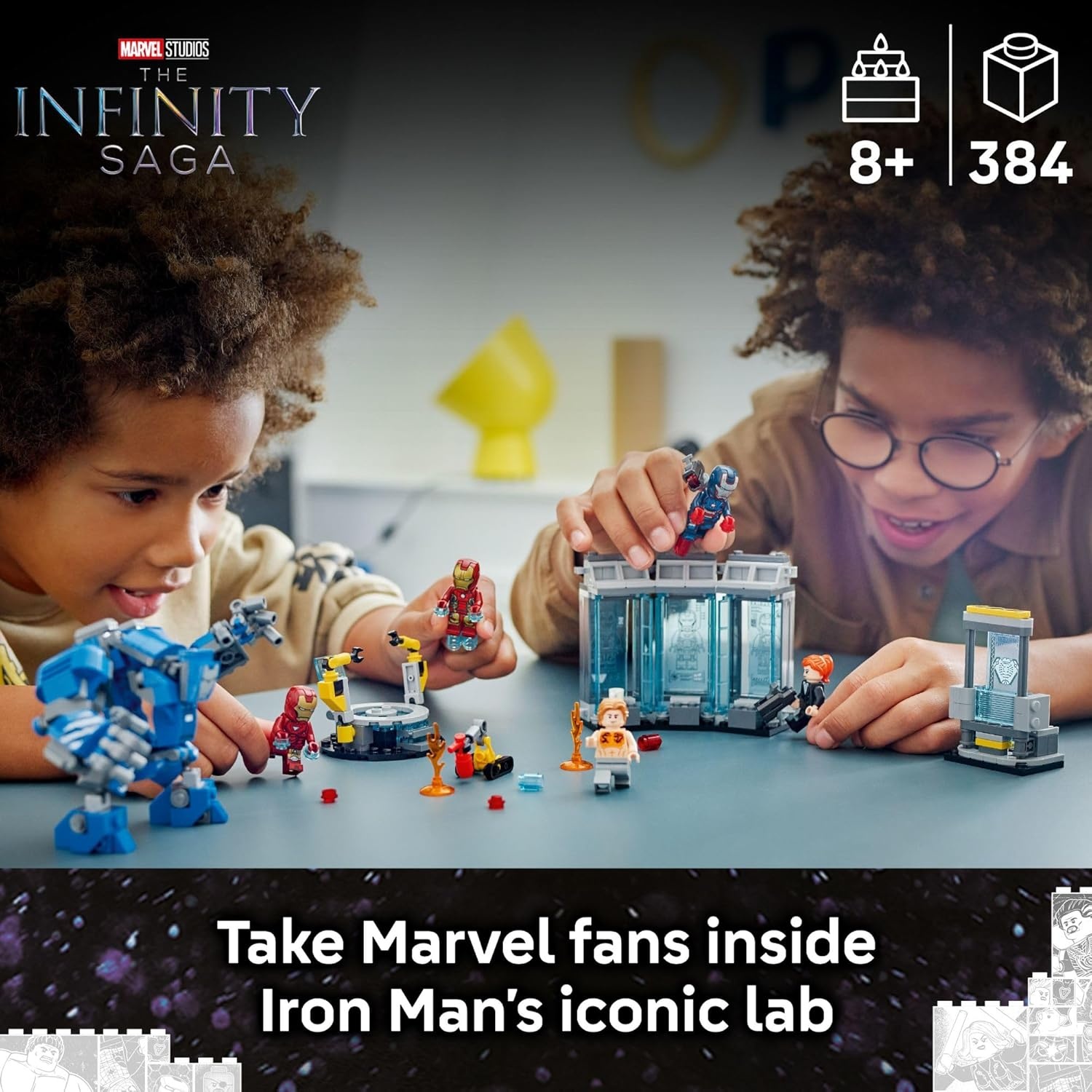 image:imageLEGO Marvel Iron Mans Laboratory Hall of Armor Building Toy Marvel Superhero Toy for Kids Boys and Girls Ages 8 with Minifigures and a Mech Gift Idea for Birthdays 76315