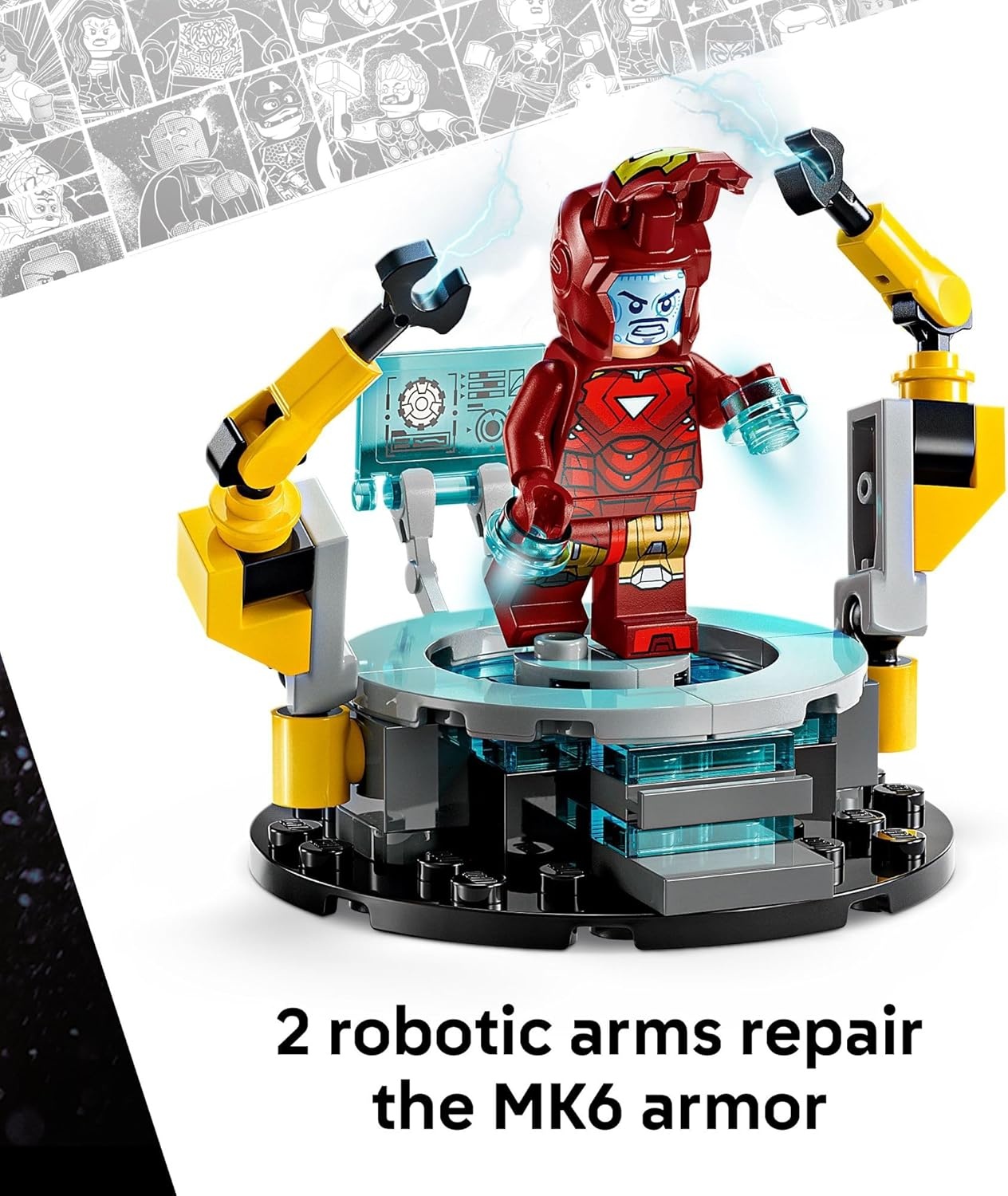 image:imageLEGO Marvel Iron Mans Laboratory Hall of Armor Building Toy Marvel Superhero Toy for Kids Boys and Girls Ages 8 with Minifigures and a Mech Gift Idea for Birthdays 76315