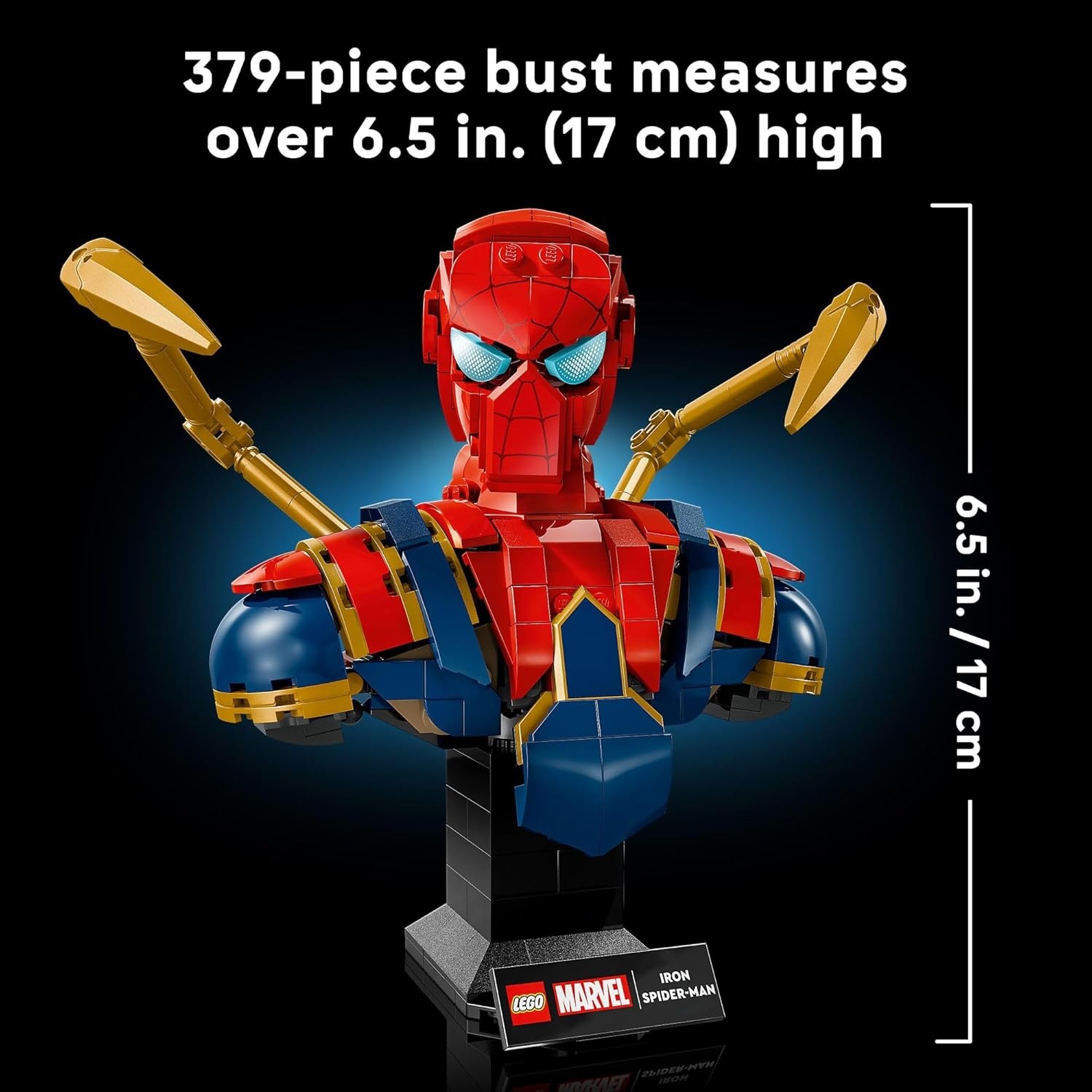 image:imageLEGO Marvel Iron SpiderMan Bust Collectible Building Kit for Adults Ages 18 Includes Iron SpiderMan Minifigure Collectible Model for Super Hero Fans Gift for Men and Women 76326