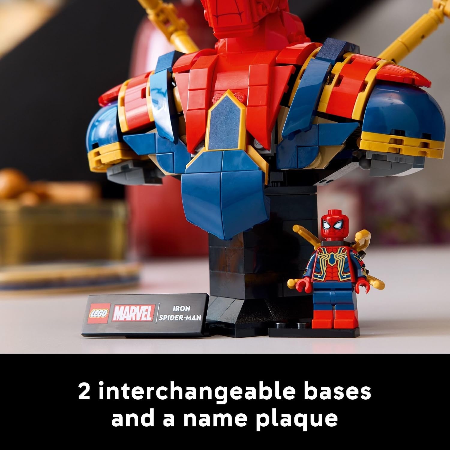 image:imageLEGO Marvel Iron SpiderMan Bust Collectible Building Kit for Adults Ages 18 Includes Iron SpiderMan Minifigure Collectible Model for Super Hero Fans Gift for Men and Women 76326
