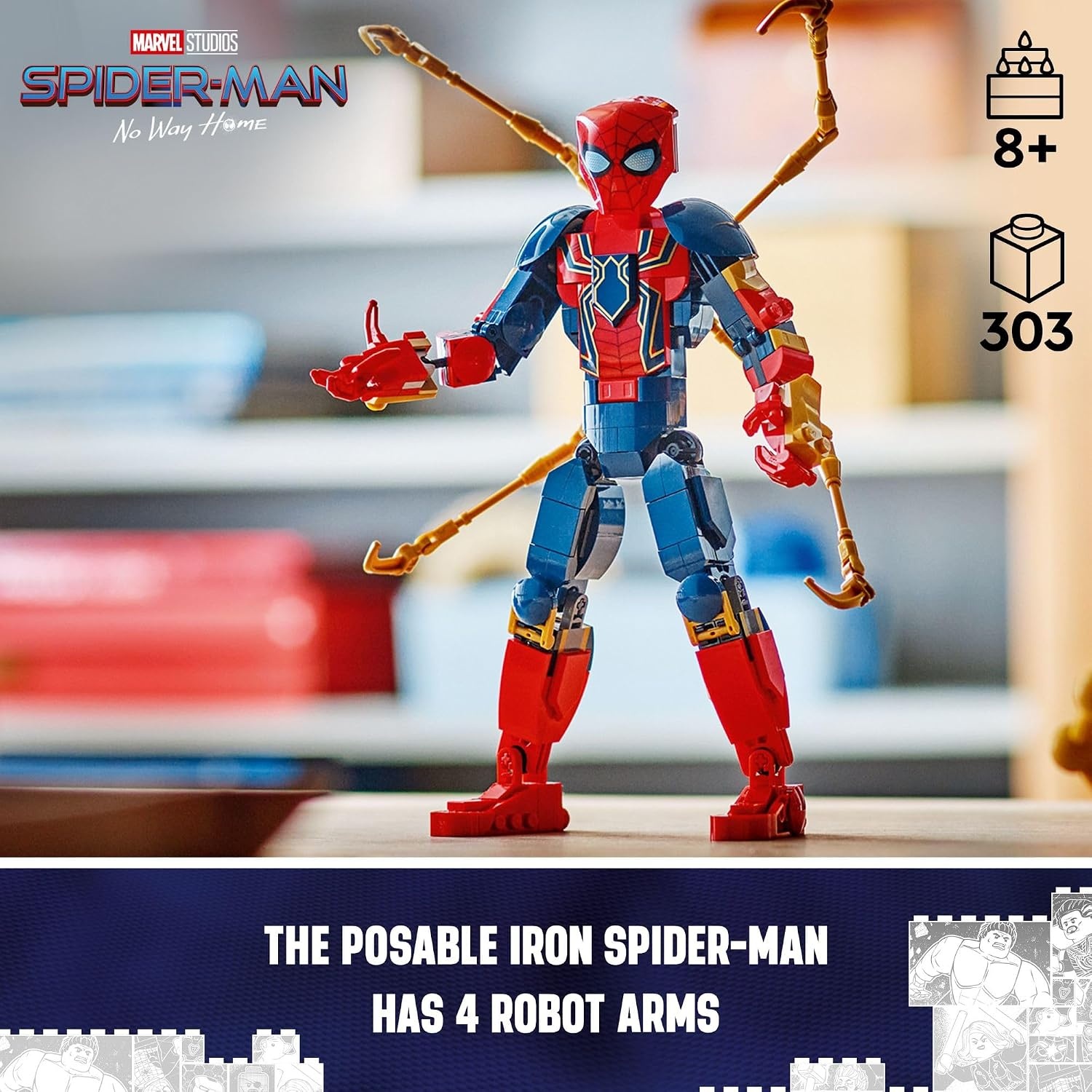 image:imageLEGO Marvel Iron SpiderMan Construction Figure Building Toy Kids Pretend Play Posable Action Figures for Boys amp Girls Ages 8 Gift for Birthdays 76298