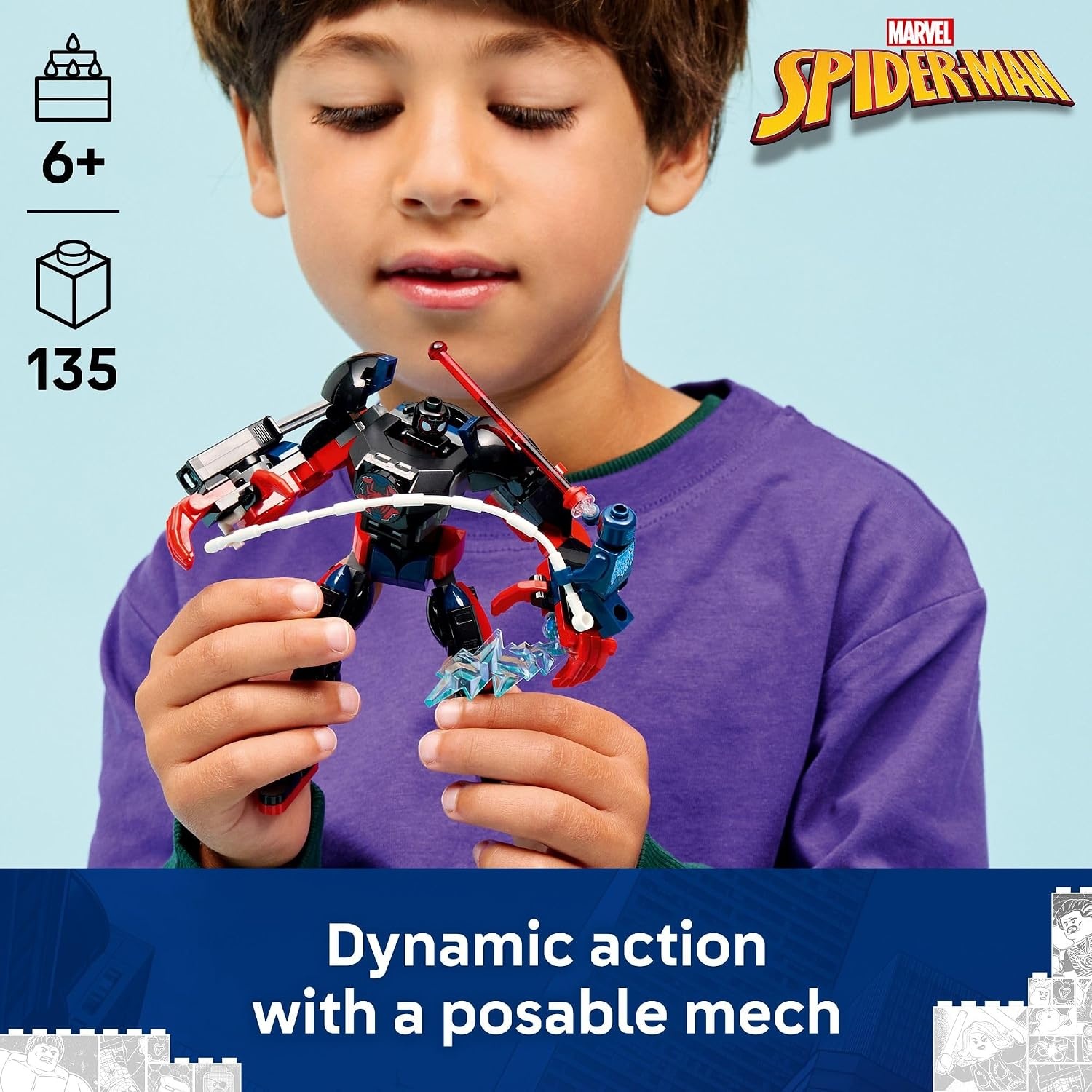 image:imageLEGO Marvel Miles Morales Mech vs SpiderMan 2099 Building Toy for Boys amp Girls Poseable Super Hero Mech amp 2 Marvel Minifigures for Kids amp Fans Ages 6 Gift Idea for Birthdays 76337
