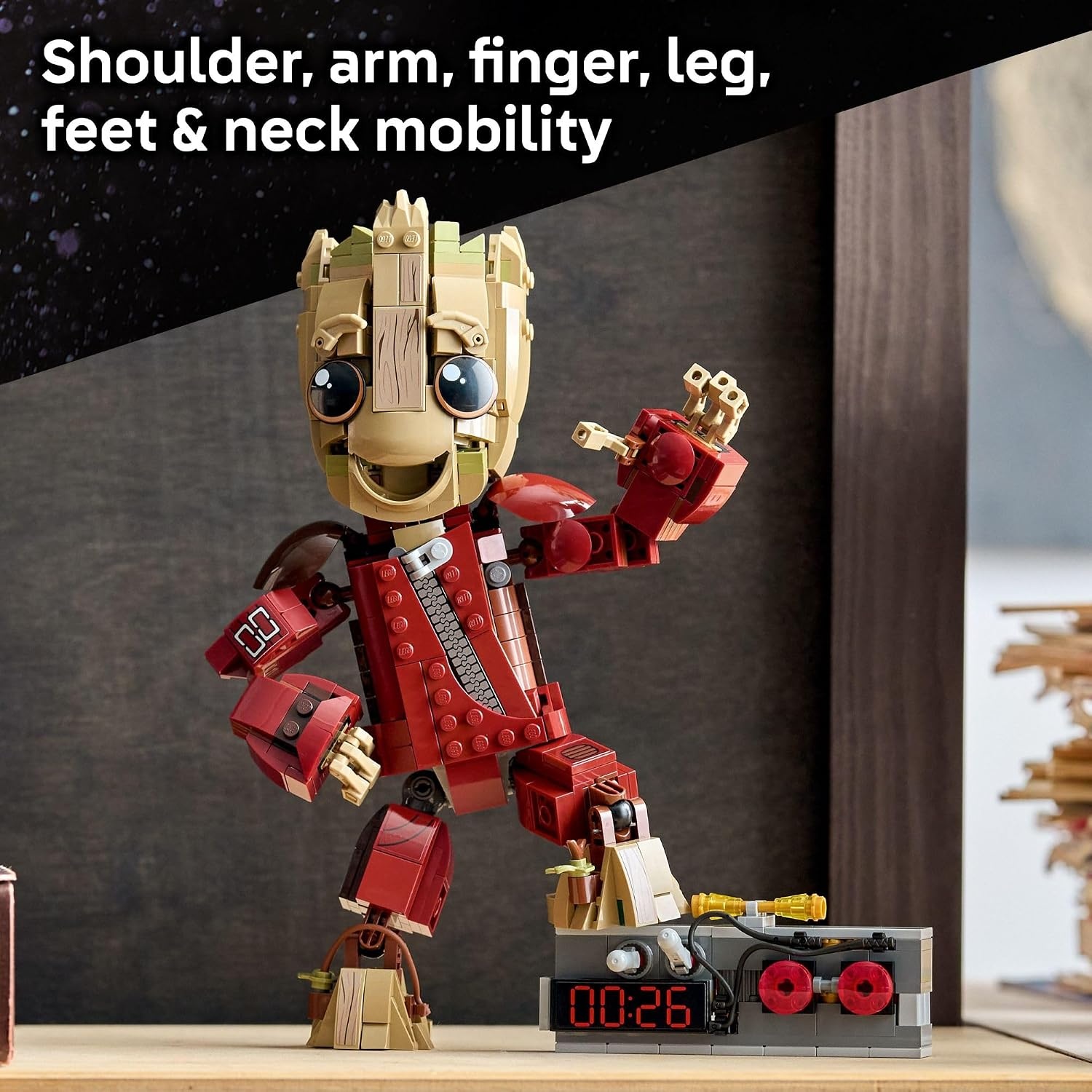 image:imageLEGO Marvel Ravager Jumpsuit Groot Building Toy for Boys amp Girls Ages 10 Posable Display amp Play Figure WDetonator Device Gift Idea for Birthdays 76341