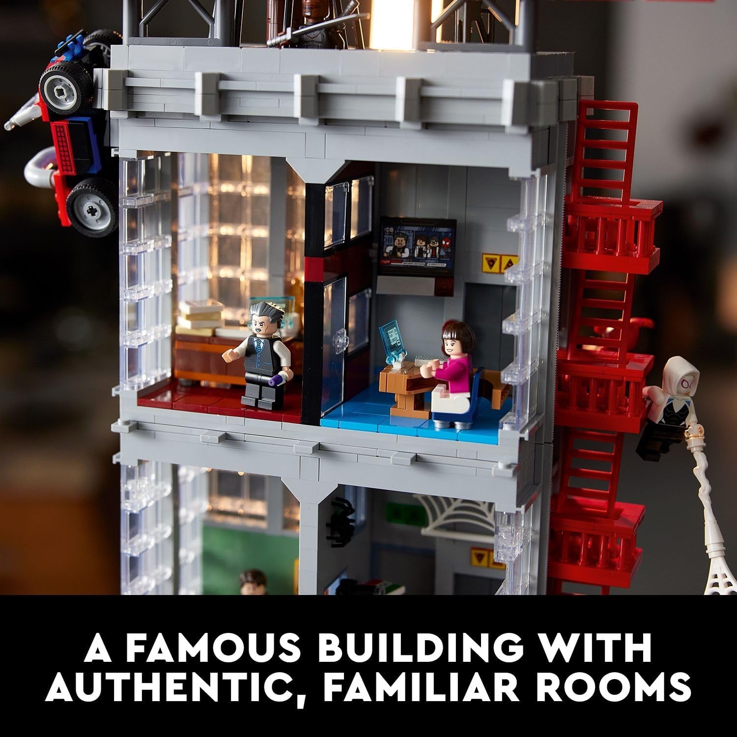 image:imageLEGO Marvel SpiderMan Daily Bugle Building Sets for Adults Display as Office or Book Shelf Decor Gifts for Christmas 25 Minifigures 76178Standard Packaging