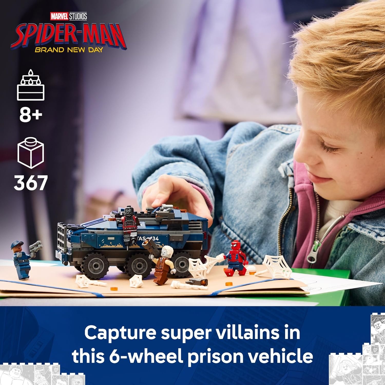 image:imageLEGO Marvel SpiderMan Prison Transport Chase Super Hero Building Toy for Boys amp Girls Ages 8 Includes 4 Minifigures SpiderMan Toy for Fans Gift for Birthdays 76349
