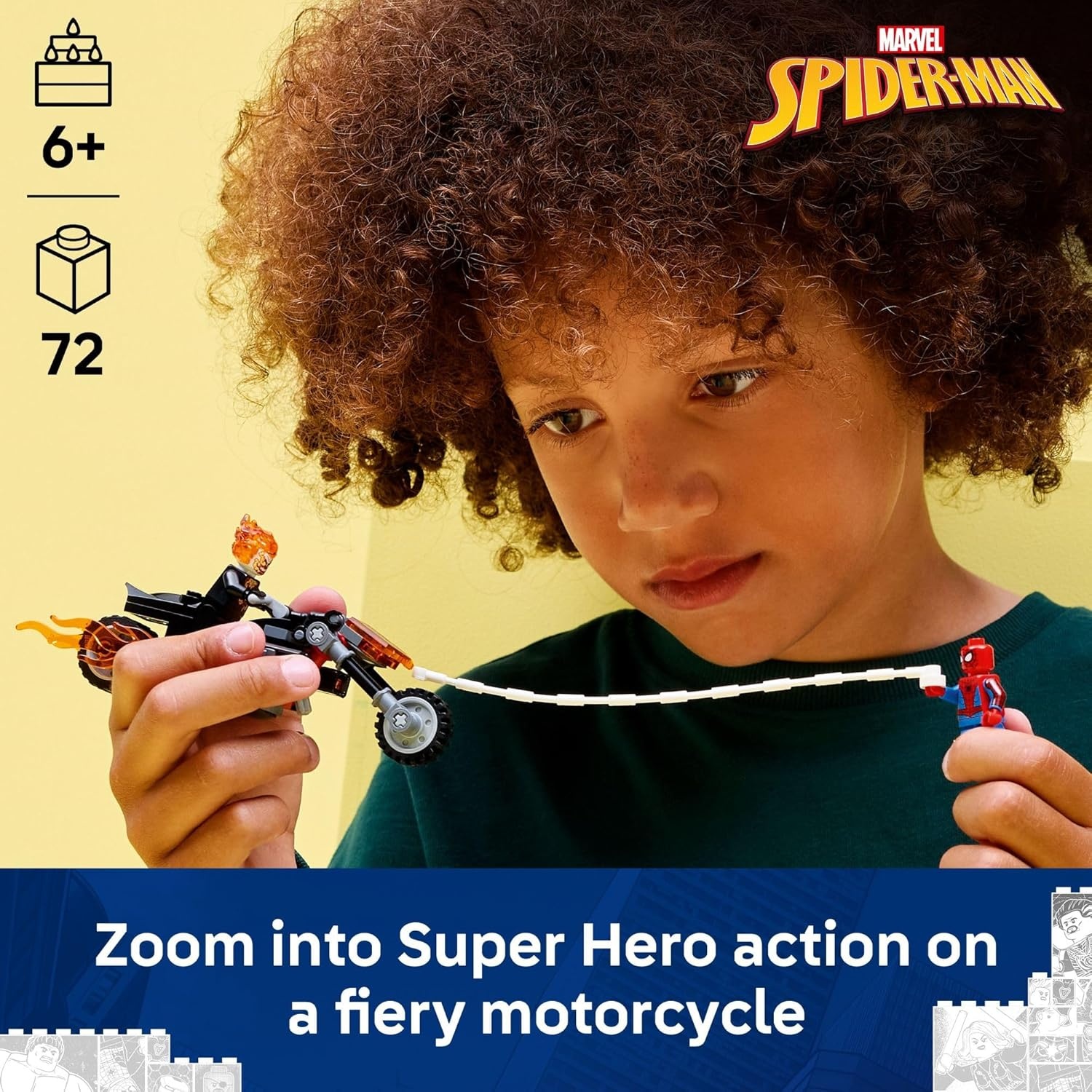 image:imageLEGO Marvel SpiderMan vs Ghost Rider Motorcycle Building Toy for Boys amp Girls Ages 6 Super Hero amp Villain Playset W2 Marvel Minifigures Gift Idea for Kids amp Fans 76335
