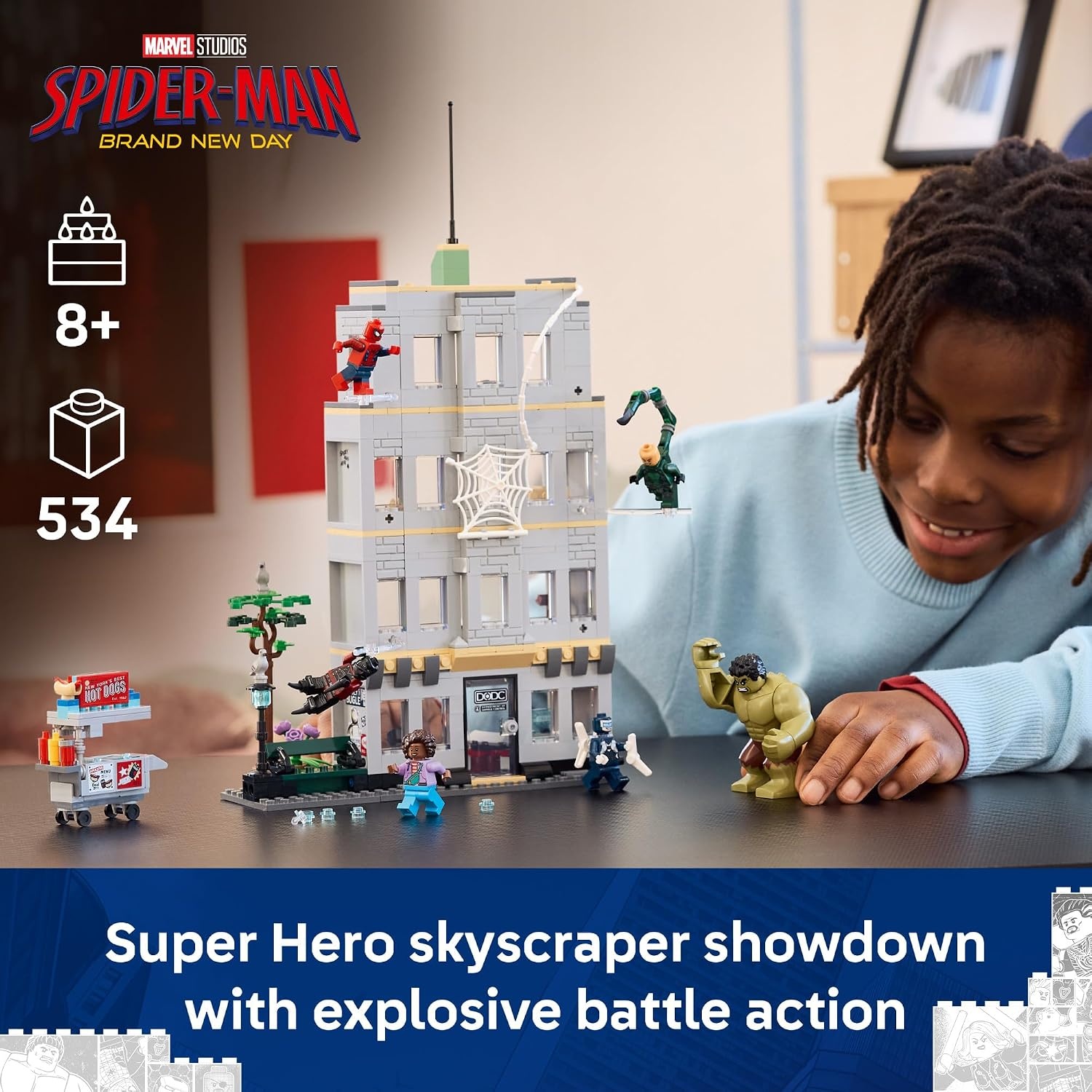 image:imageLEGO Marvel SpiderMan vs Hulk Epic Clash Super Hero Building Toy for Boys amp Girls Ages 8 Includes 5 Minifigures amp Hulk Figure SpiderMan Toy for Fans Gift for Birthdays 76350