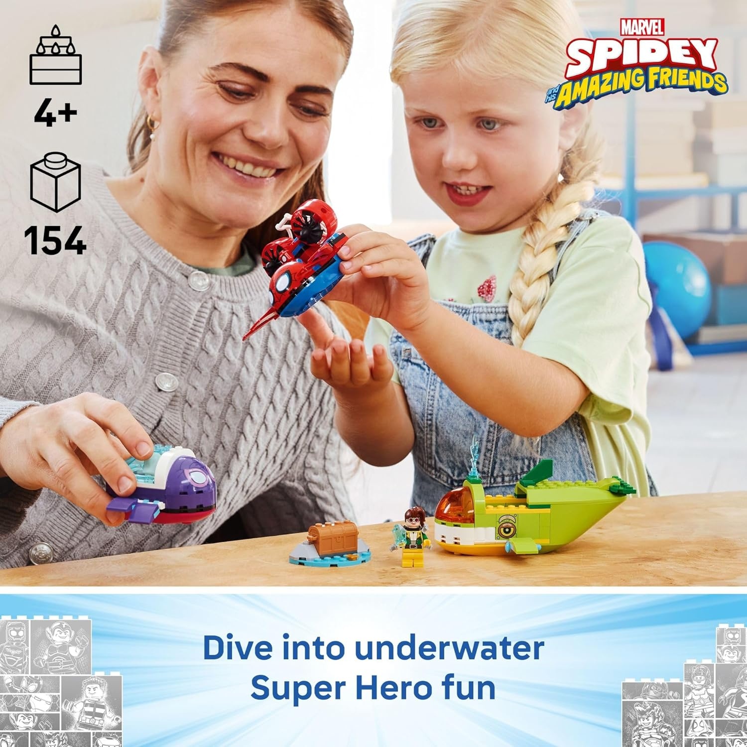 image:imageLEGO Marvel Spidey and His Amazing Friends Spidey Underwater Vehicles Building Toy for Kids Super Hero Pretend Play Set for Preschool Boys amp Girls Ages 4 Gift Idea for Birthdays 11207