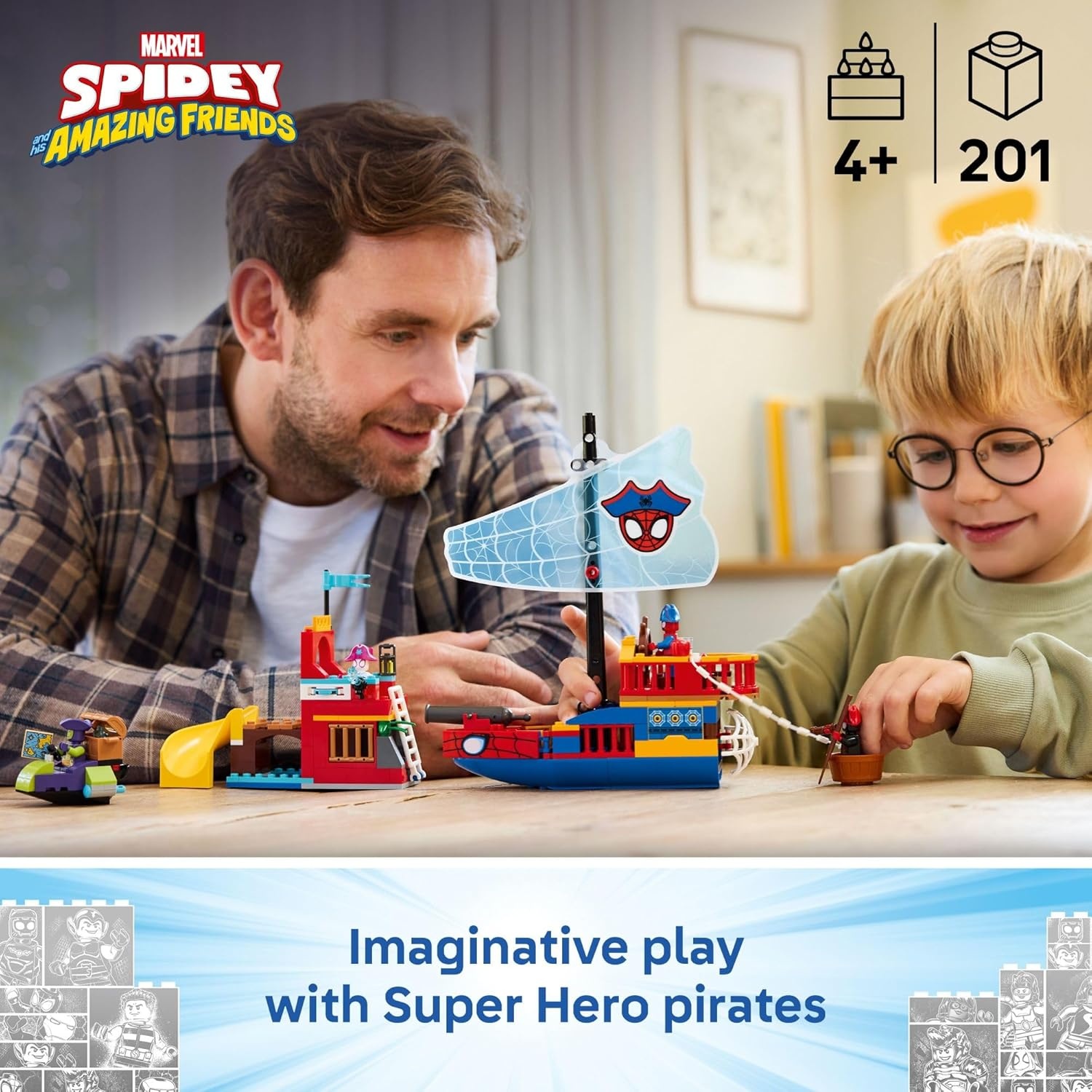 image:imageLEGO Marvel Spidey and His Amazing Friends Team Spidey Pirate Ship Building Toy for Kids Super Hero Pretend Play Set for Preschool Boys amp Girls Ages 4 Gift Idea for Birthdays 11208