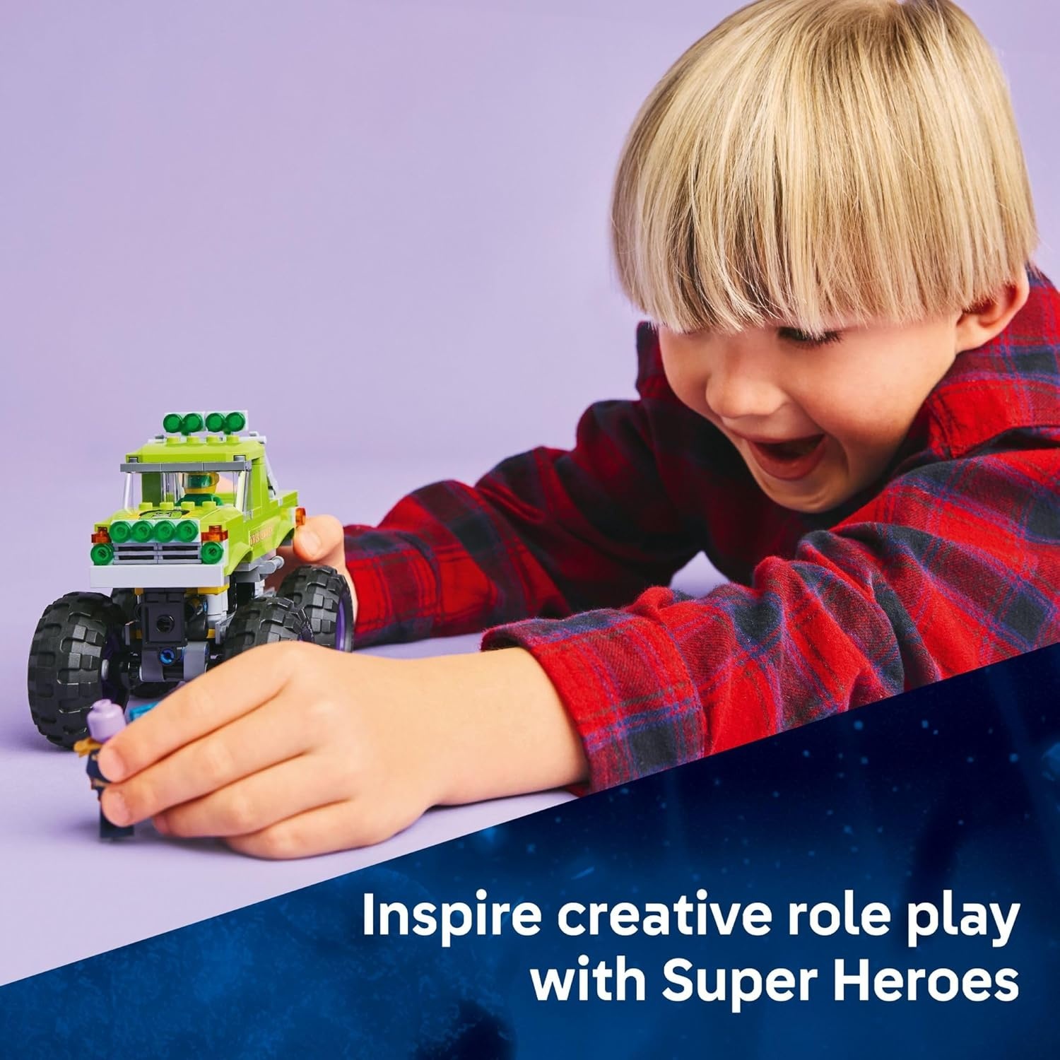 image:imageLEGO Marvel The Hulk Truck vs Thanos Monster Truck Building Toy for Kids 7 Includes Hulk amp Thanos Toy Minifigures Creative Birthday Gift Idea for Girls and Boys 76312