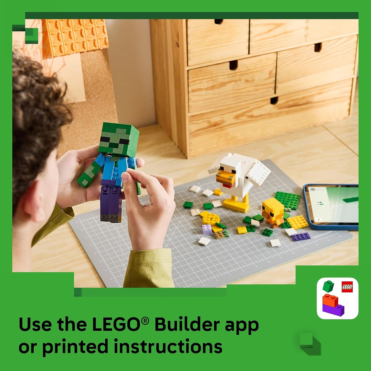 image:imageLEGO Minecraft Chicken Jockey 21582 Building Toys for Boys amp Girls Ages 9 Display for Bedroom 344 pieces Gift for Birthdays