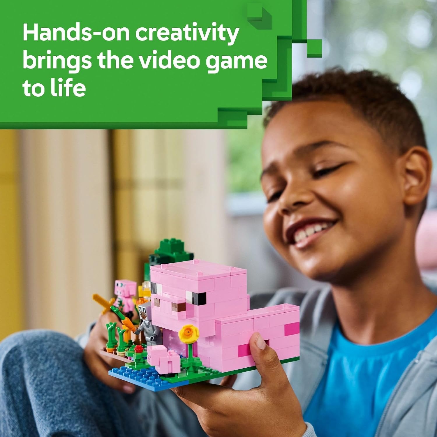 image:imageLEGO Minecraft The Baby Pig House Toy Figures and Playset Building Minecraft Toy for Kids Boys and Girls Ages 7 Gift for Birthdays with 2 Minifigures for Pretend Play 21268