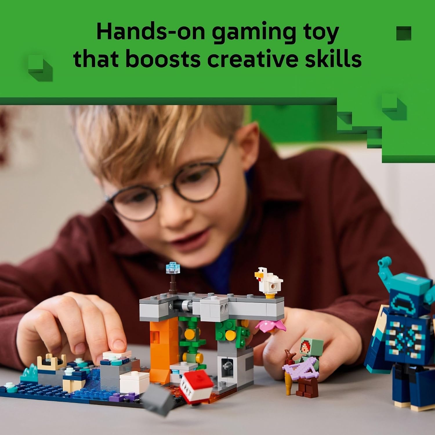 image:imageLEGO Minecraft The Warden Encounter Kids Toy Collectible Building Set for Boys and Girls 7 with Silent Ranger Minifigure Great Birthday Gift for Gamers and Kids Who Love Minecraft Toys 21274