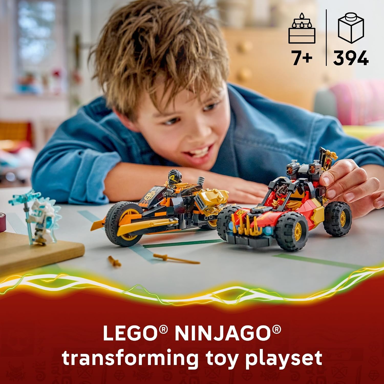 image:imageLEGO NINJAGO Kai and Coles Combiner Vehicles 71864 Building Toys for Boys amp Girls Ages 7 Toy Car amp Motorcycle for Pretend Play 3 Minifigures 394 pieces Gift for Birthdays