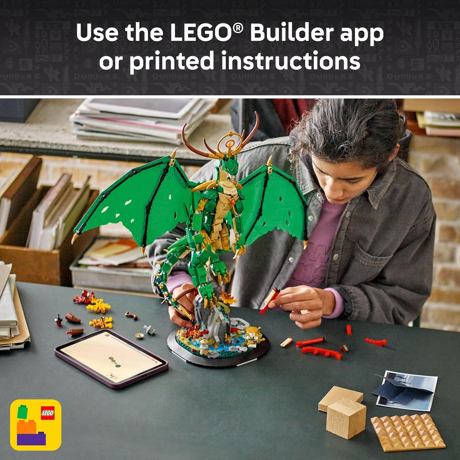 image:imageLEGO NINJAGO The Guardian Dragon Model Building Kit from Legends Monstrosity Series Room Decor for Teens Includes Master Wu Minifigure Gift for Teenage Boys Girls and Fans Ages 14 71847