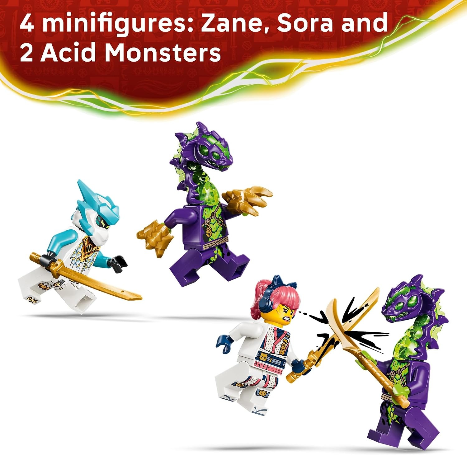 image:imageLEGO NINJAGO Zanes Ice Dragon Battle 71865 Building Toys for Boys amp Girls Ages 4 Posable Snake amp Dragon Figures Pretend Play 4 Minifigures 141 pieces Gift Idea