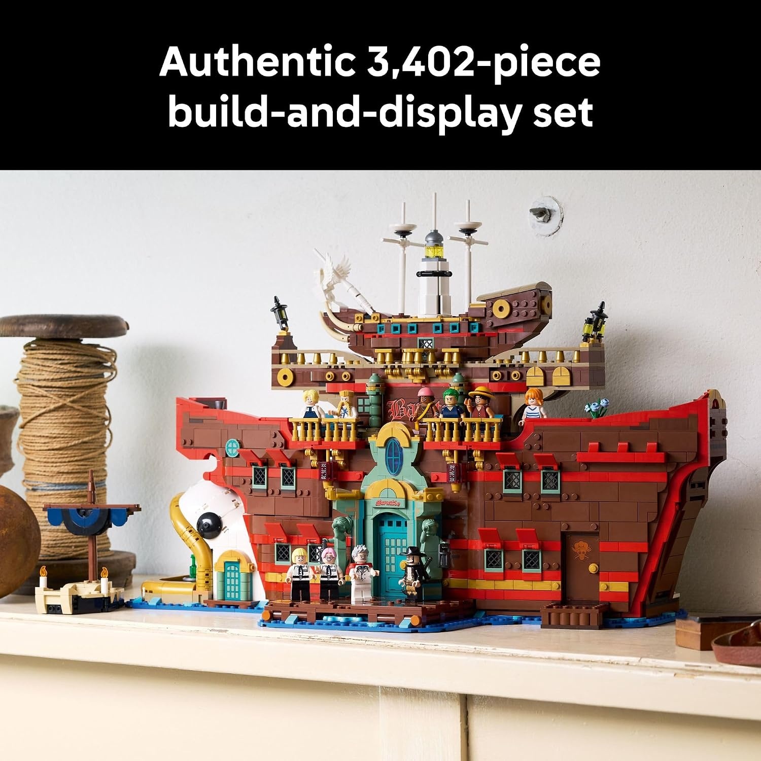 image:imageLEGO ONE Piece The Baratie Floating Restaurant Building Set for Adults Collectible Building Blocks for Anime Fans 18 Arts and Crafts DIY Kit W10 Minifigures Gift Idea for Birthdays 75640
