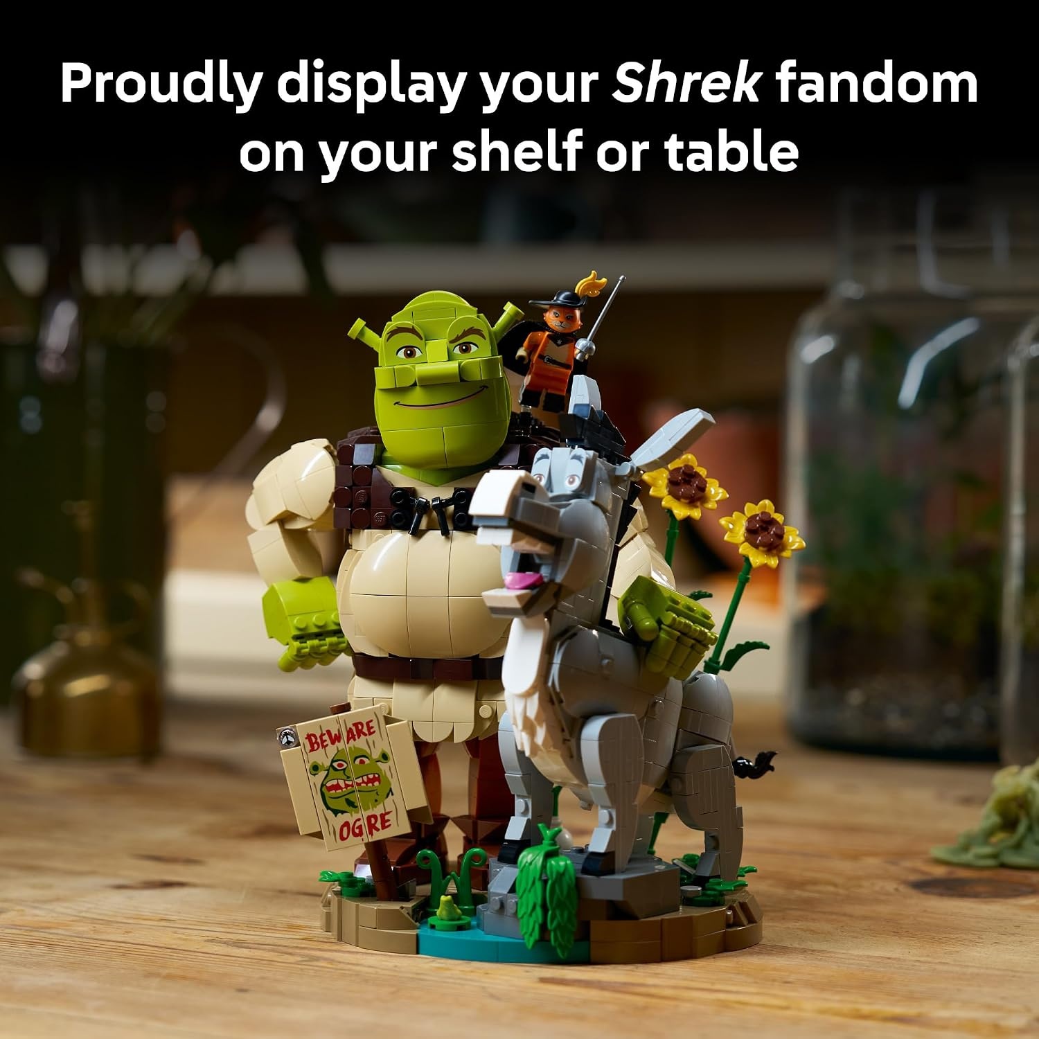 image:imageLEGO Shrek Shrek Donkey amp Puss in Boots 72423 Collectible Building Set for Adults Ages 18 Movie Display for Bedroom or Book Shelf 1403 pieces Gift for Men amp Women