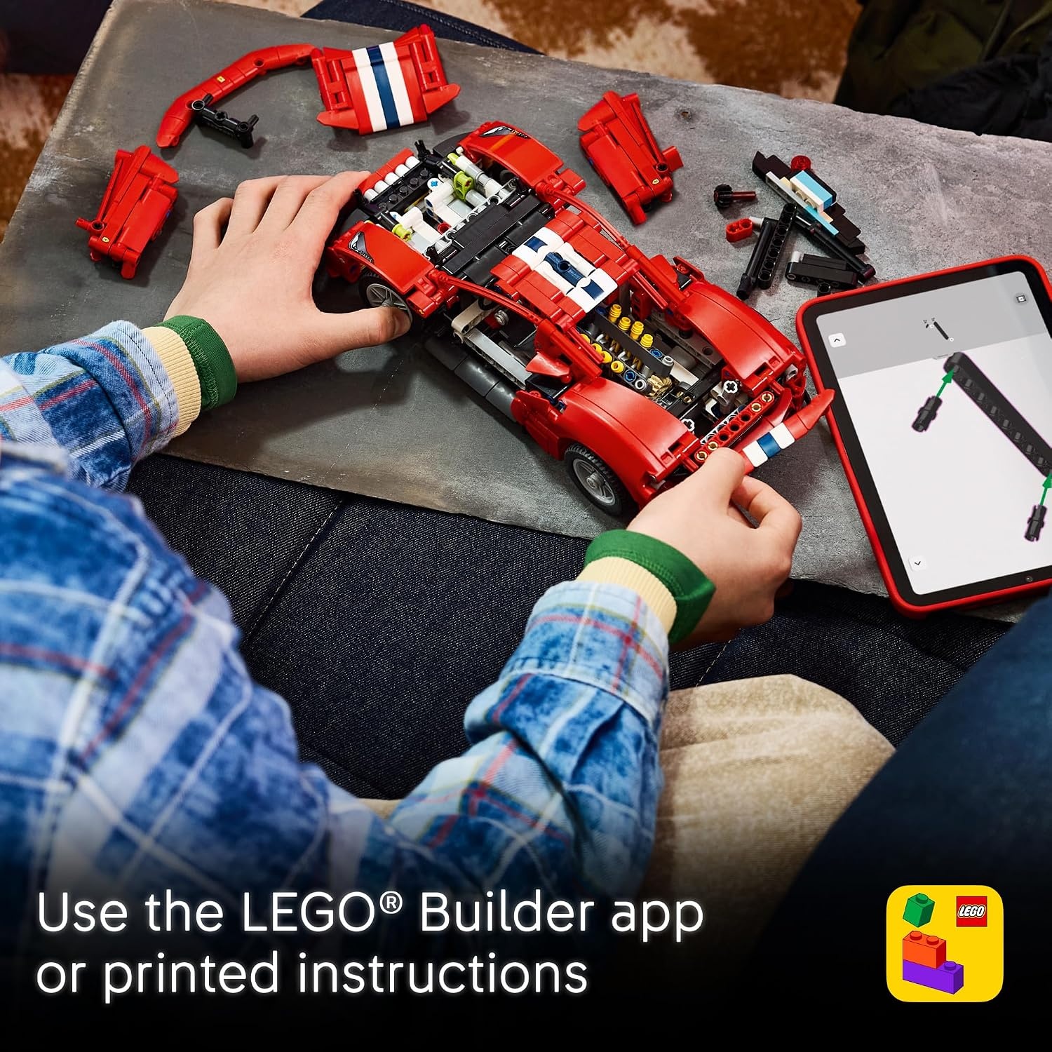image:imageLEGO Technic Ferrari 488 Pista Car 42235 Building Toys for Boys amp Girls Ages 9 Toy Car for Display for Bedroom or Book Shelf 882 pieces Gifts for Kids