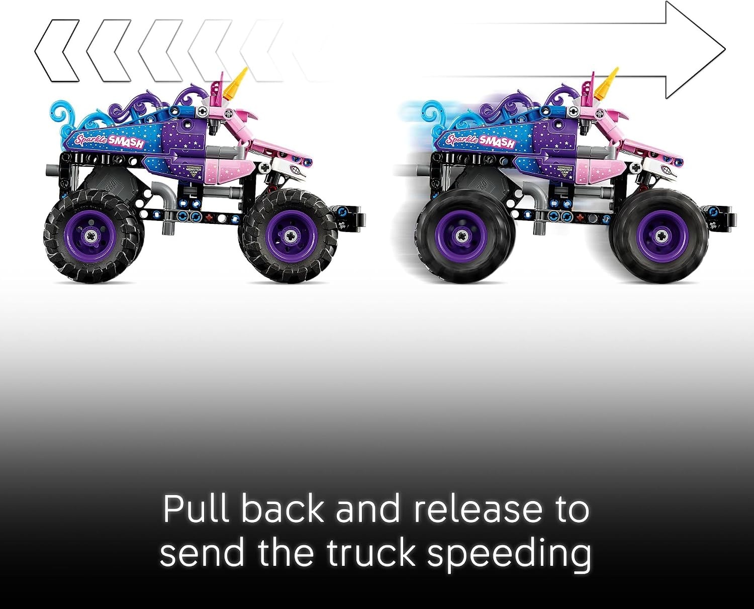 image:imageLEGO Technic Monster Jam Sparkle Smash PullBack Truck Toy for Boys amp Girls Monster Truck Building Toy WPullBack Racing Action for Kids Ages 7 Gift Idea for Birthdays 42220