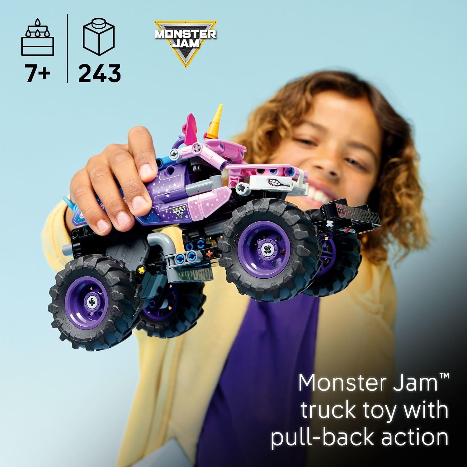 image:imageLEGO Technic Monster Jam Sparkle Smash PullBack Truck Toy for Boys amp Girls Monster Truck Building Toy WPullBack Racing Action for Kids Ages 7 Gift Idea for Birthdays 42220