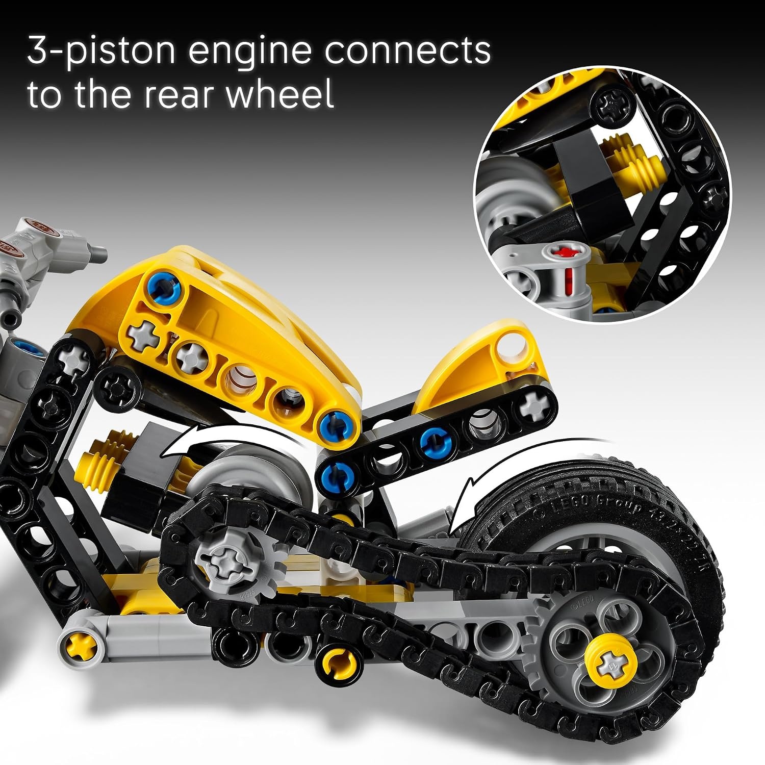 image:imageLEGO Technic Yellow Motorcycle Toy Building Toy for Boys amp Girls Ages 7 Model Kit with Detailed Features Bedroom Decor for Kids Gift for Birthdays 42225