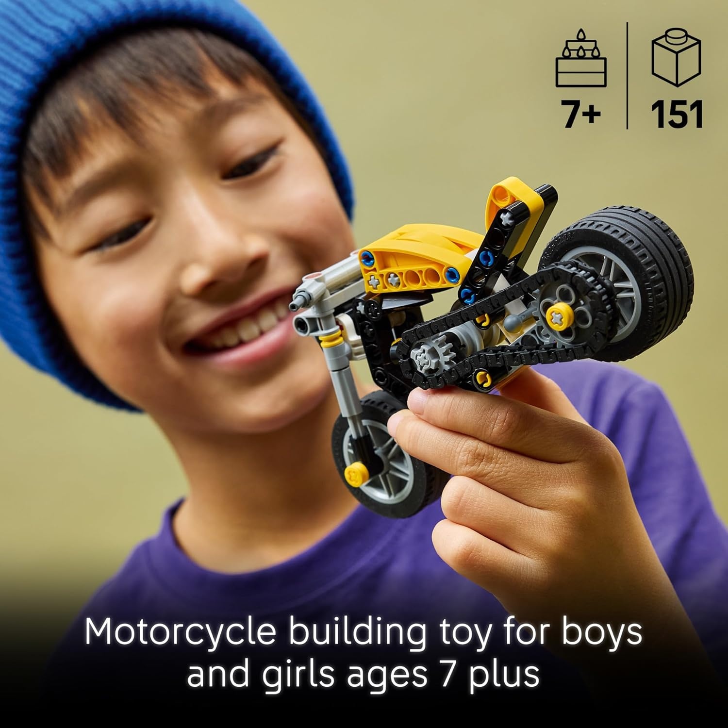 image:imageLEGO Technic Yellow Motorcycle Toy Building Toy for Boys amp Girls Ages 7 Model Kit with Detailed Features Bedroom Decor for Kids Gift for Birthdays 42225