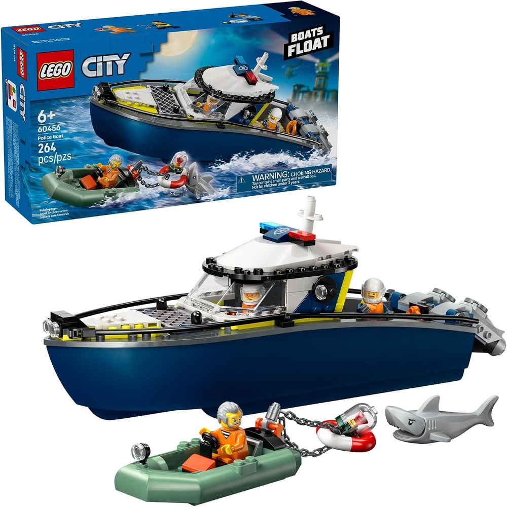 image:imageLEGO City Police Boat Chase Building Toy for Kids Pretend Play Set for Boys amp Girls Ages 6 Building Blocks W 2 Floating Boat Toys for Playtime amp Bath Time Gift Idea for Birthdays 60456