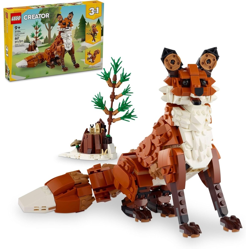 image:imageLEGO Creator 3 in 1 Forest Animals Red Fox Toys Building Toys for Kids Boys amp Girls Ages 9 W 3 Building Options into Fox Owl or Squirrel Gift for Birthdays 31154