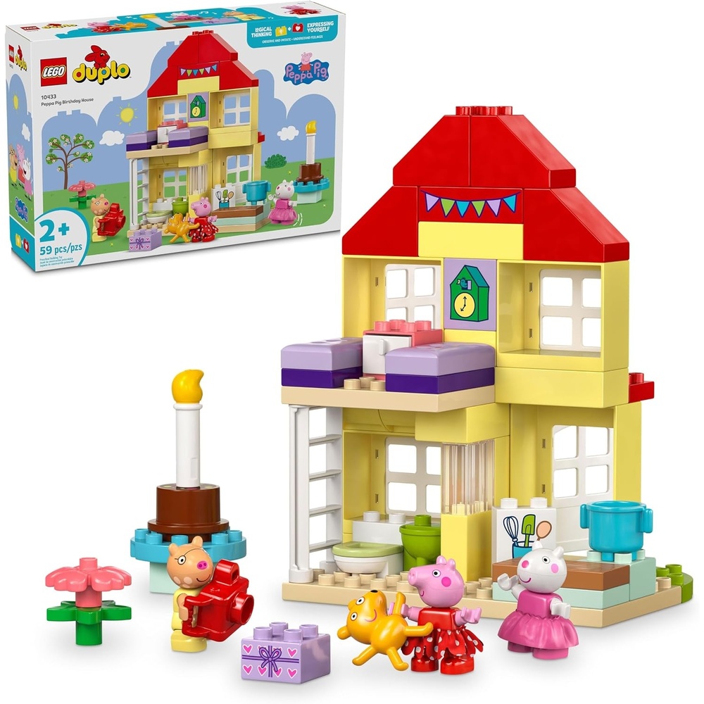 image:imageLEGO DUPLO Peppa Pig Birthday House Playset with 3 Animal Figures Educational Toy for 2 Year Olds Buildable Dollhouse for Creative Role Play Peppa Pig Toy for Girls Boys and Toddlers 10433