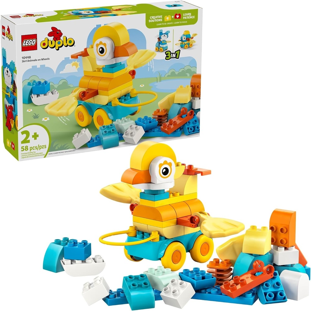 image:imageLEGO DUPLO Town 3 in 1 Animals on Wheels Building Toy  Learning Play Set for Toddler Boys amp Girls Ages 2  Animal Building Blocks for Sensory Skills Practice  Pretend Play Gift Idea  10448