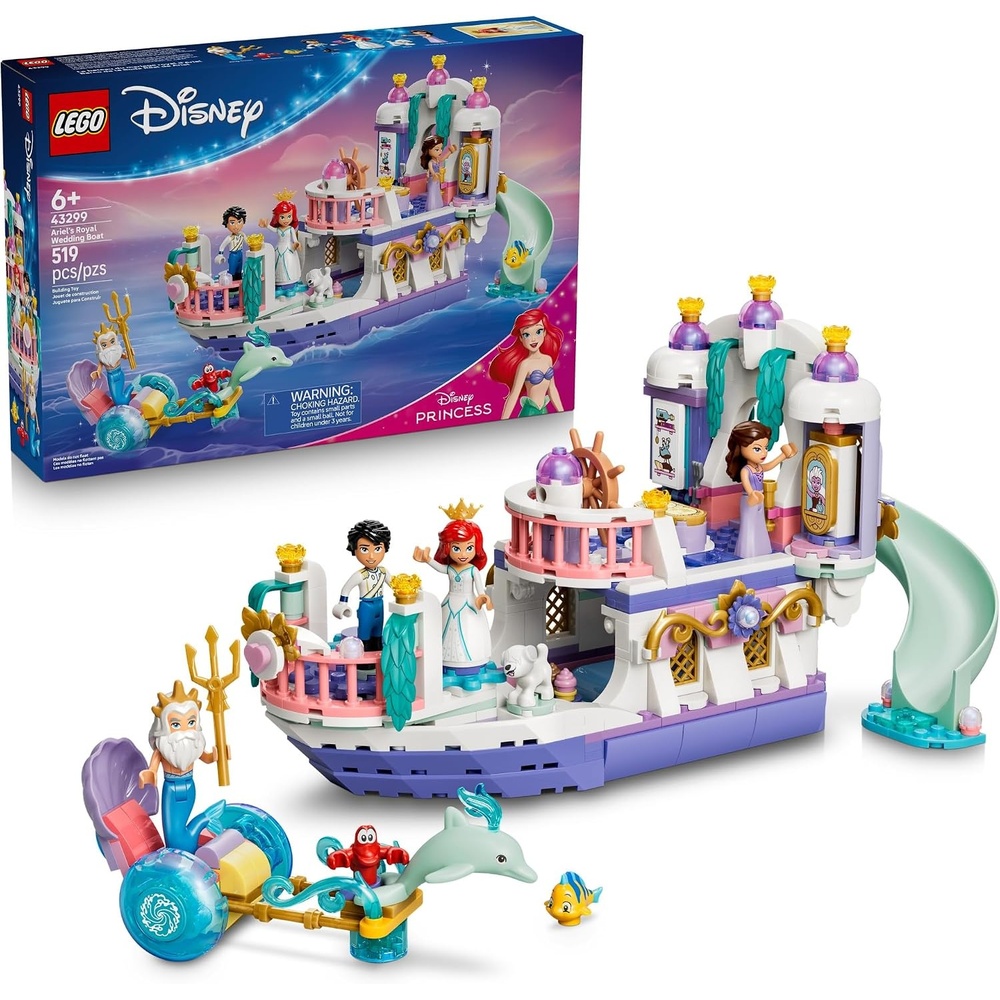 image:imageLEGO Disney Princess Ariels Royal Wedding Boat 43299 Building Toys for Girls amp Boys Ages 6 The Little Mermaid Movie Character Figures Fun Activity for Kids 519 pieces