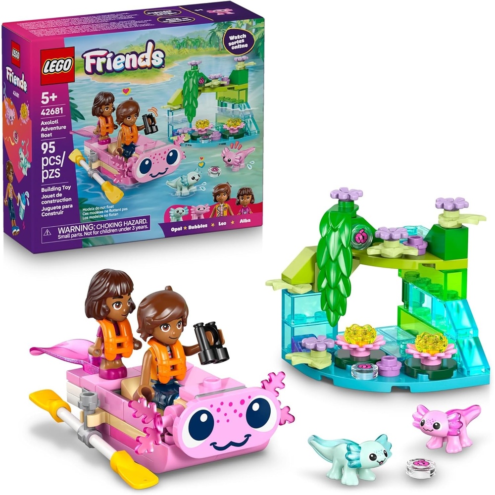 image:imageLEGO Friends Axolotl Adventure Boat Building Toy for Girls amp Boys Pretend Play Set for Kids Ages 5 WLeo Minidoll Alba Microdoll 2 Toy Pets amp Accessories Gift Idea for Birthdays 42681