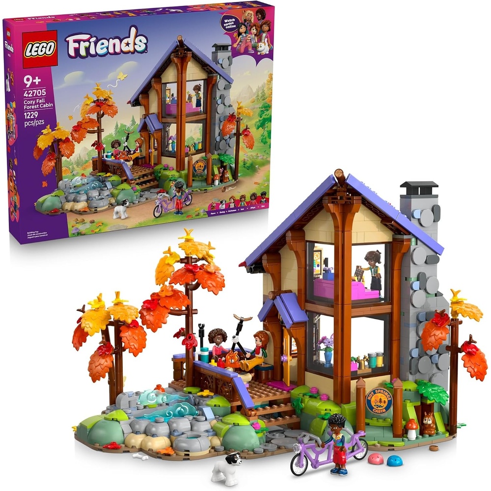 image:imageLEGO Friends Cozy Fall Forest Cabin 42705 Building Toy for Girls amp Boys Ages 9 Toy Playset W4 Minidolls 1229 pieces Gift for Birthdays