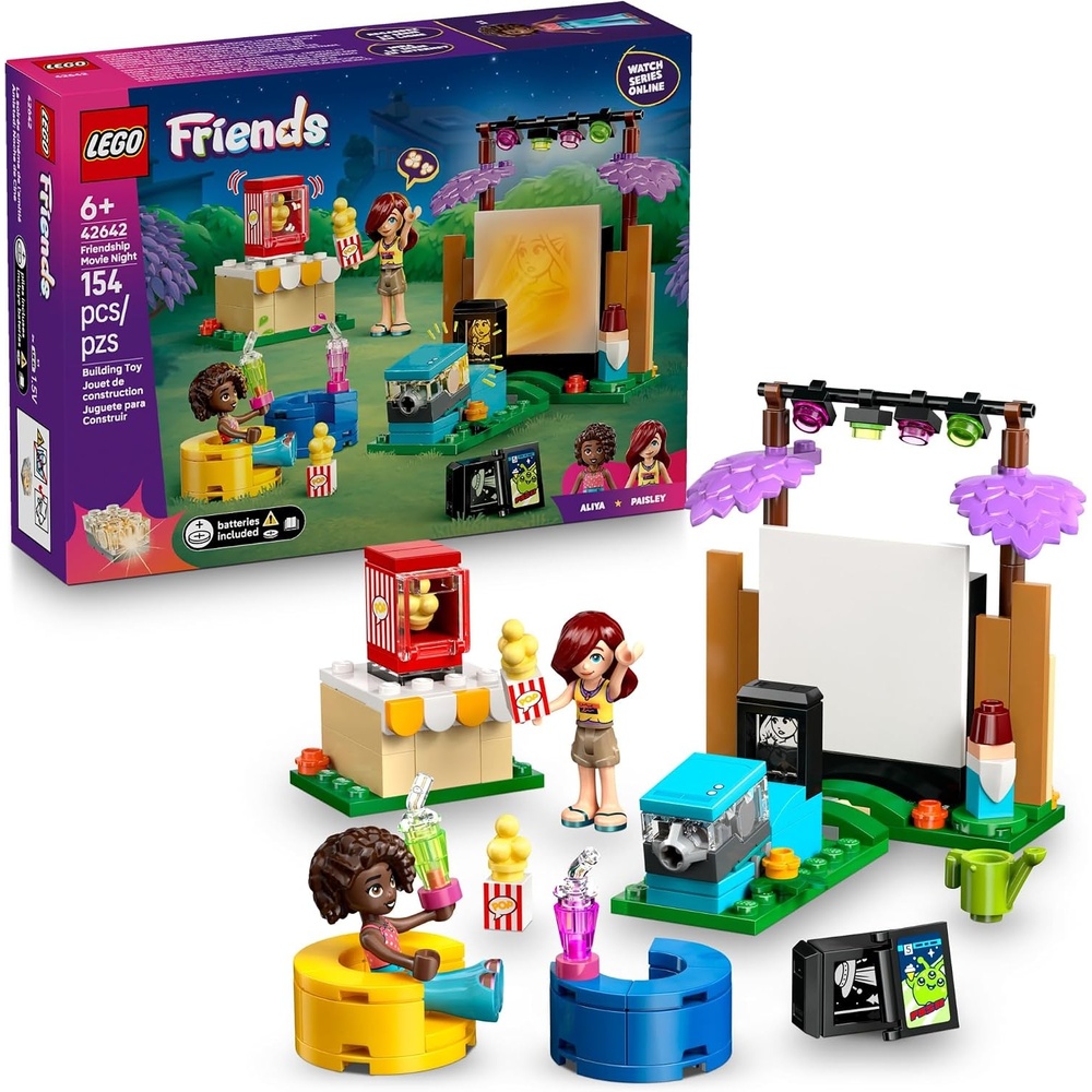 image:imageLEGO Friends Friendship Movie Night Pretend Play Building Toy Interactive Storytelling Playset for Girls amp Boys Ages 6 Includes Paisley and Aliya Minidolls Gift Idea for Birthdays 42642