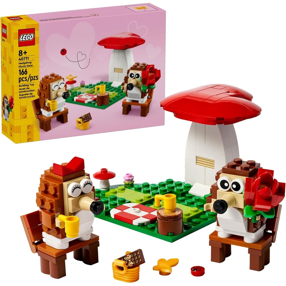 image:imageLEGO Hedgehog Picnic Date Building Toy Animal Figures and Playset for Kids Boys and Girls Ages 8 Gift for Her and Him with 2 Hedgehog Toys and Accessories 40711