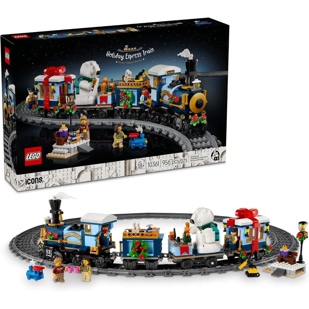 image:imageLEGO Icons Holiday Express Train Building Set for Adults Ages 18  Seasonal Home Decor for Bedroom or Book Shelf  Christmas Train WTrack amp 4 Minifigures  Gift Idea for Holidays  10361