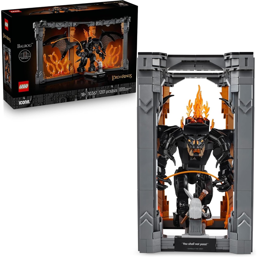 image:imageLEGO Icons The Lord of The Rings Balrog Book Nook Kit DIY Craft Building Set for Adults 18 Collectible Gandalf Minifigure Gift Idea for Birthdays Home or Room Decor 10367