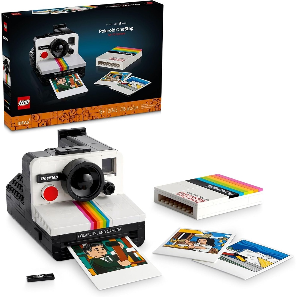 image:imageLEGO Ideas Polaroid OneStep SX70 Building Set for Adults Vintage Polaroid Model DIY Craft Kit Ages 18 Gift for Birthdays 21345