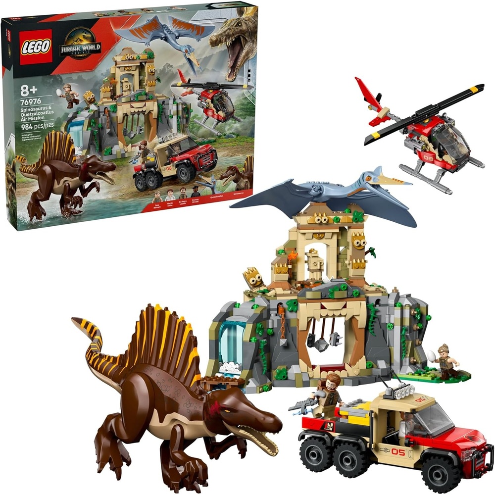 image:imageLEGO Jurassic World Spinosaurus amp Quetzalcoatlus Air Mission Dinosaur Toy for Kids Pretend Play Building Toy with Dinosaur Figurines for Girls and Boys 8 Birthday or AnyTime Gift Idea 76976