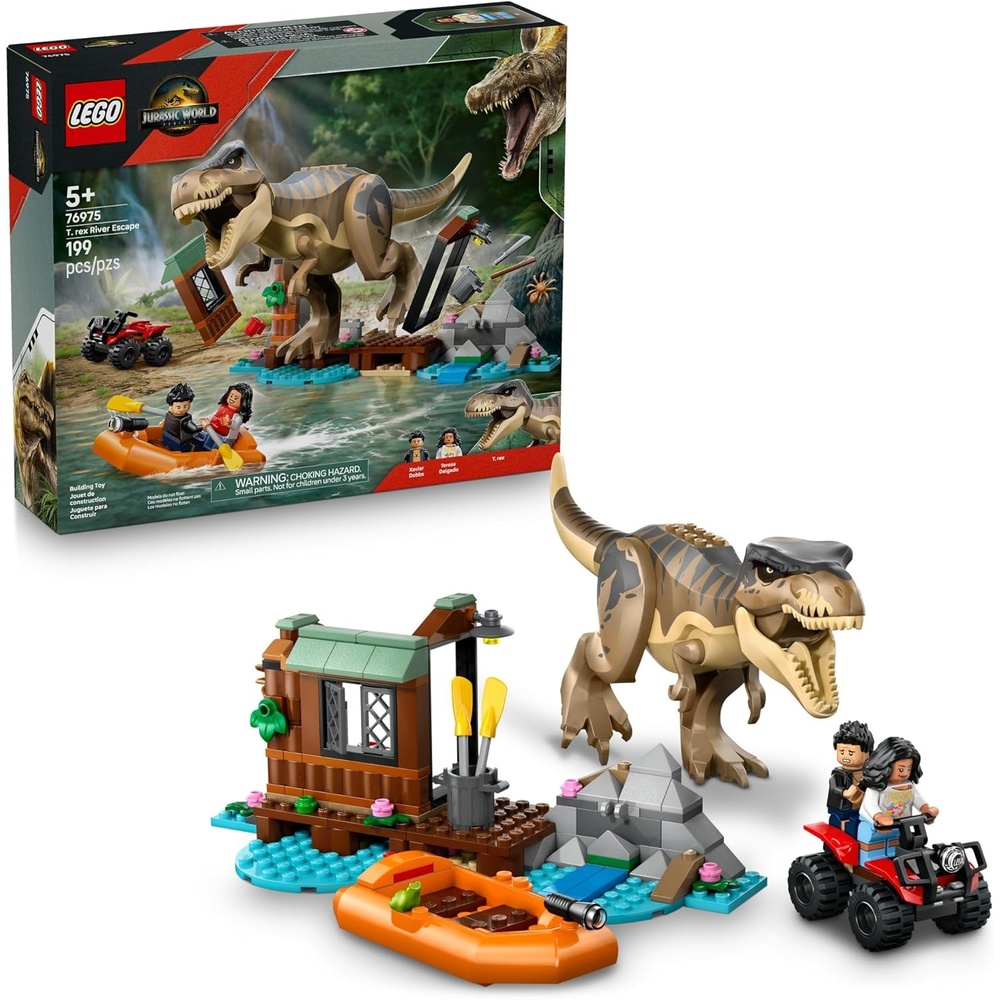 image:imageLEGO Jurassic World T rex River Escape Dinosaur Toy for Kids Boys and Girls Ages 57 Jurassic World Toy Boat Minifigures Creative Dinosaur Gift for Movie Fans 76975