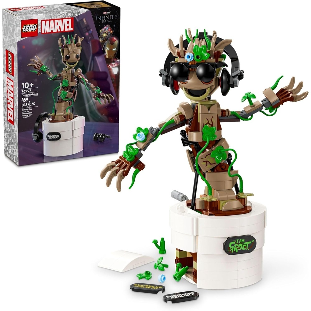 image:imageLEGO Marvel Dancing Groot Guardians of the Galaxy Toy Buildable Birthday Gift Marvel Toy Super Hero HandOperated Interactive Playset Marvel Gift for Kids Animated Groot Figure 76297