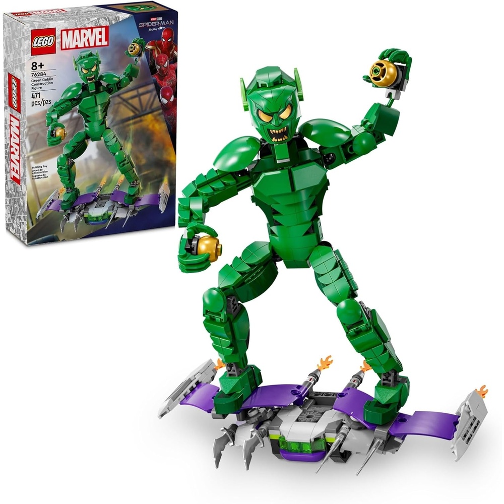 image:imageLEGO Marvel Green Goblin Construction Figure Building Toy for Boys amp Girls Ages 8 Marvel Villain Action Figure WGlider and Pumpkin Bombs Gift for Fans 76284