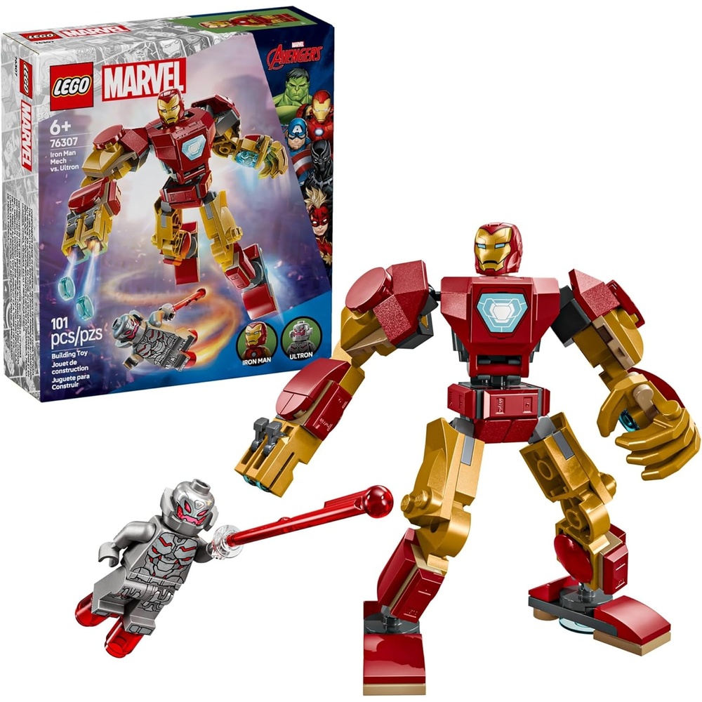 image:imageLEGO Marvel Iron Man Mech vs Ultron Building Toy Set for Kids Boys and Girls Ages 6 Buildable Action Figure Superhero Gift for Birthday 76307