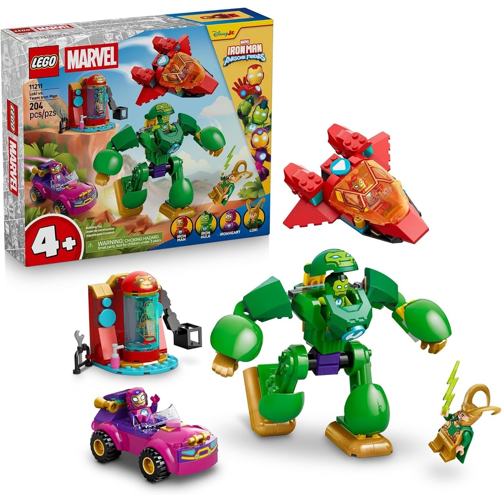 image:imageLEGO Marvel Iron Man and His Awesome Friends Loki vs Team Iron Man 11211 Preschool Building Toys for Boys amp Girls Ages 4 Action Figures Sturdy Build for Pretend Play 204 pieces Gift Idea